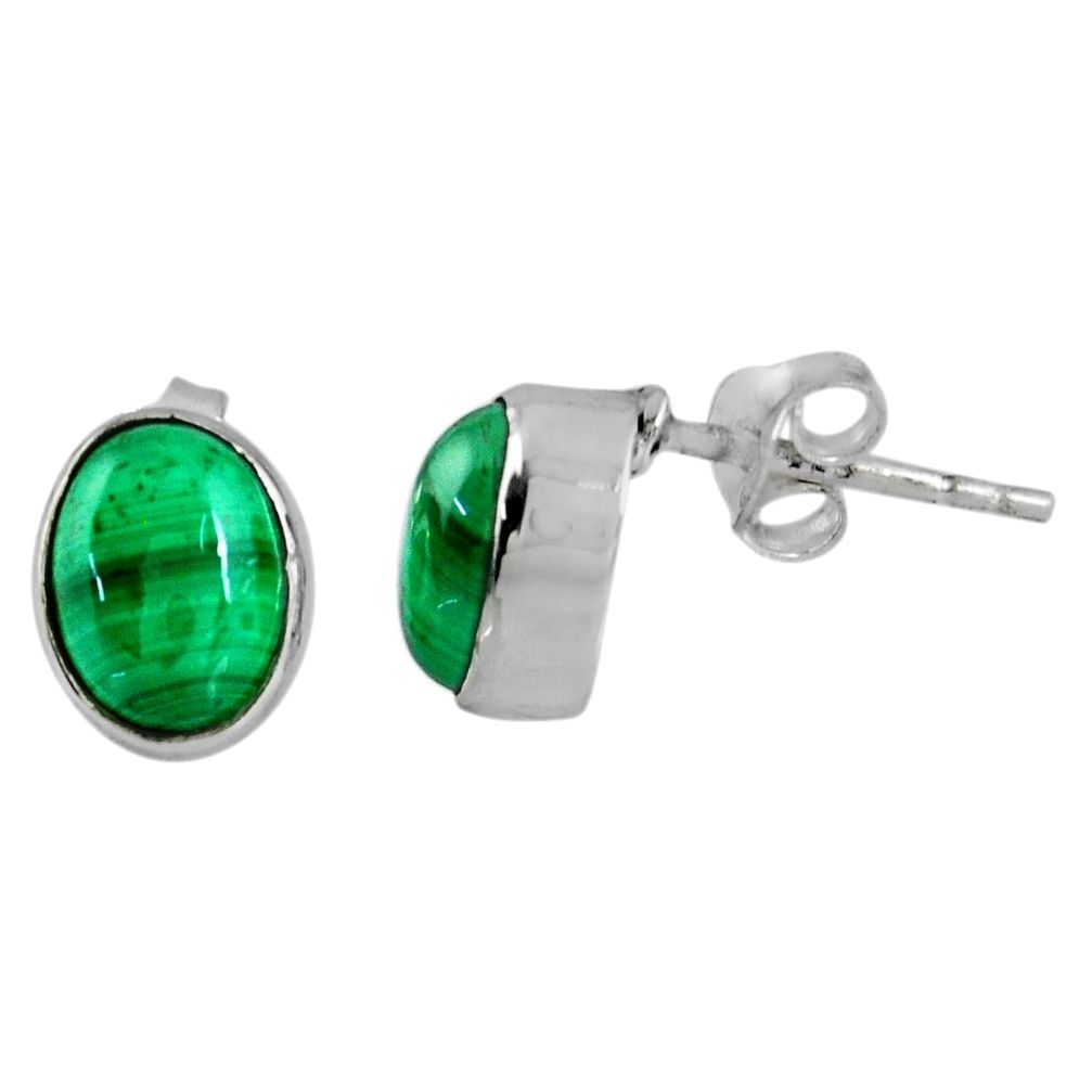 925 silver 3.86cts natural green malachite (pilot's stone) stud earrings r56410