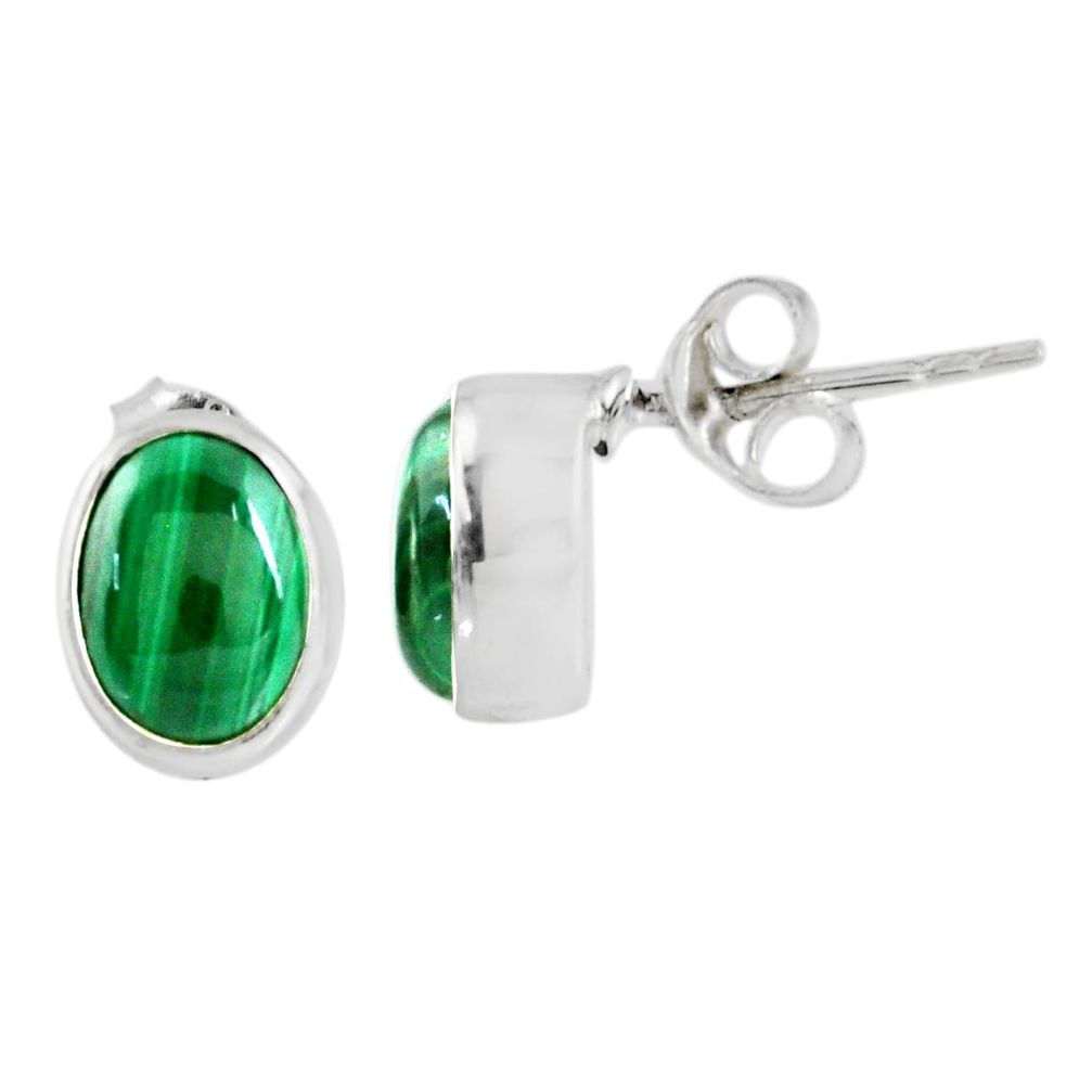 925 silver 3.91cts natural green malachite (pilot's stone) stud earrings r56416