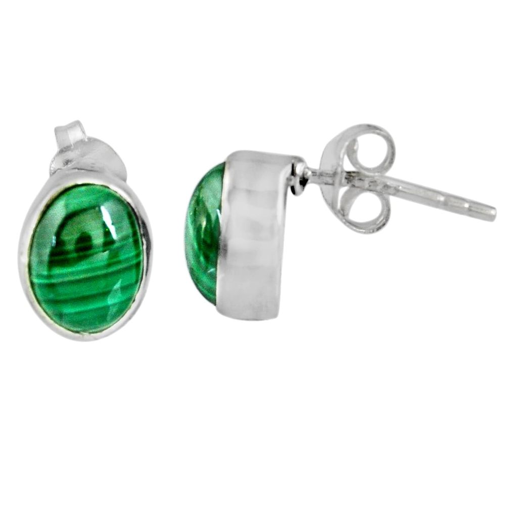925 silver 3.48cts natural green malachite (pilot's stone) stud earrings r56419