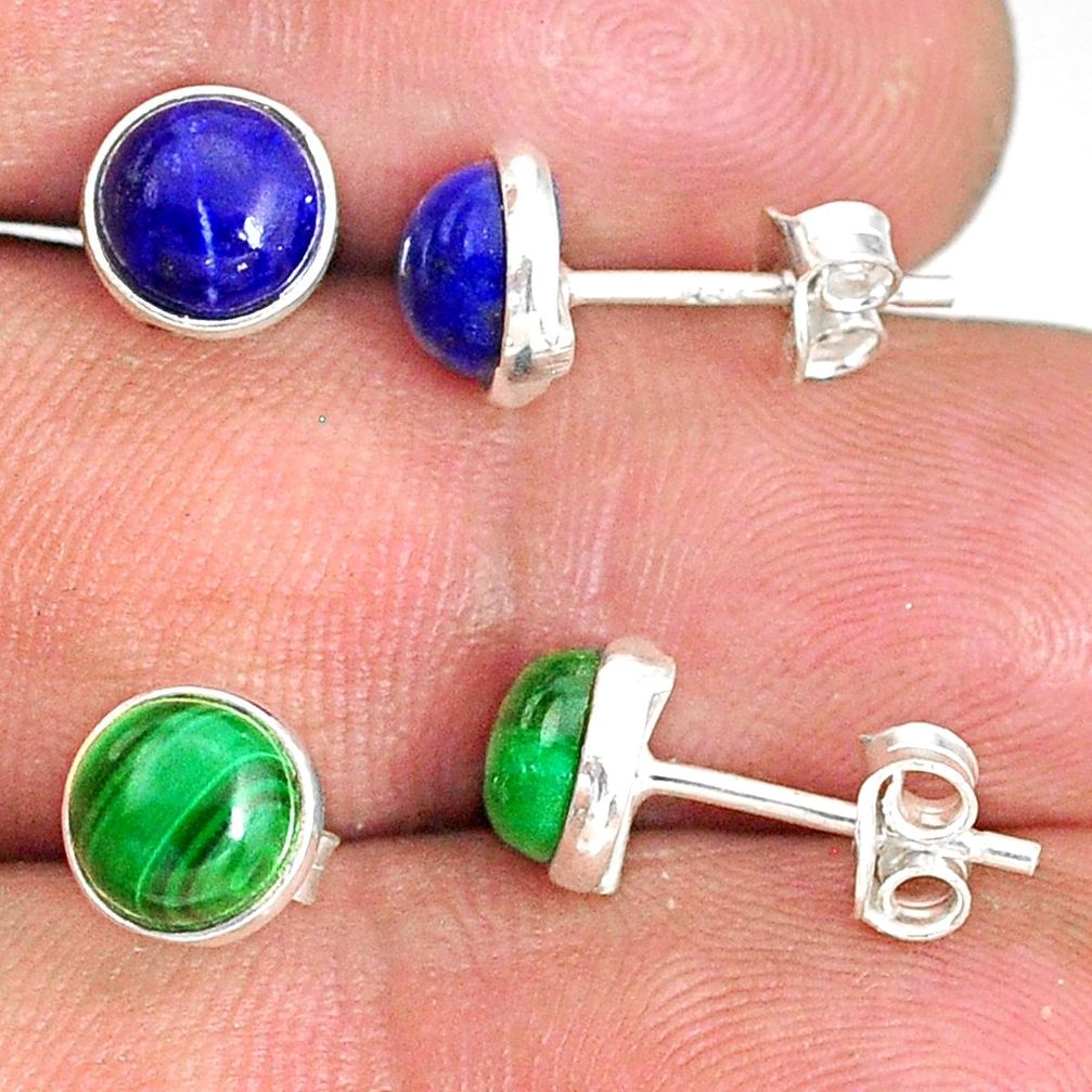 925 silver 6.65cts natural green malachite (pilot's stone) stud earrings r81599