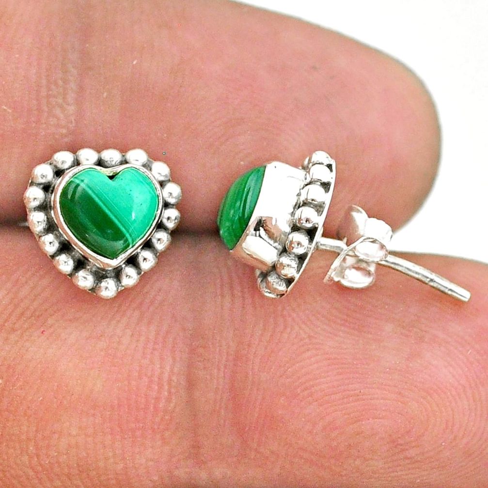 925 silver 2.49cts natural green malachite (pilot's stone) stud earrings t41589