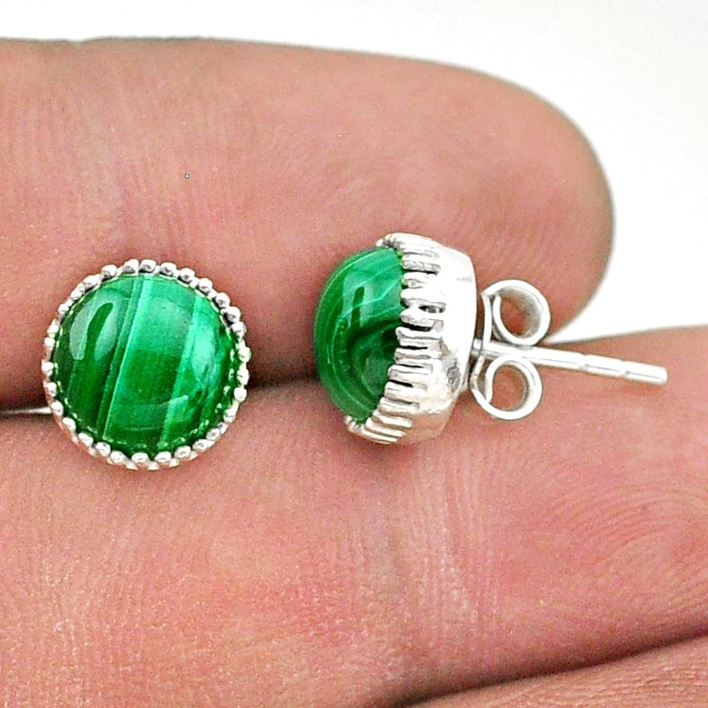 925 silver 6.68cts natural green malachite (pilot's stone) stud earrings t43745