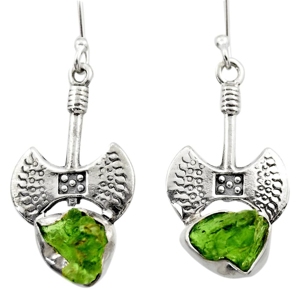 925 silver 9.63cts natural green moldavite (genuine czech) earrings r29527