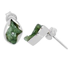 925 silver 4.16cts natural green moldavite (genuine czech) stud earrings u91663