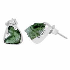 925 silver 4.65cts natural green moldavite (genuine czech) stud earrings u91679