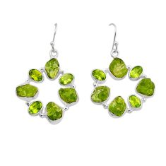925 silver 22.61cts natural green peridot rough peridot dangle earrings n4546