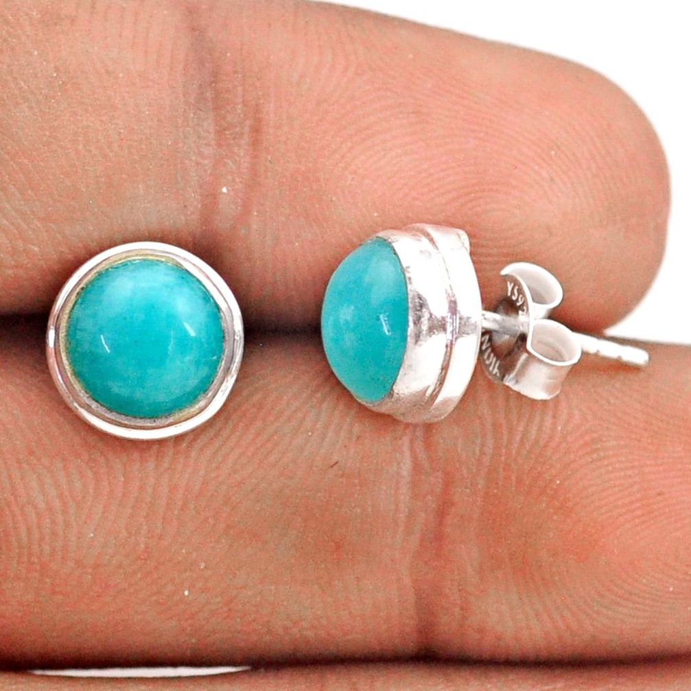 925 silver 4.91cts natural green peruvian amazonite stud earrings jewelry t75944