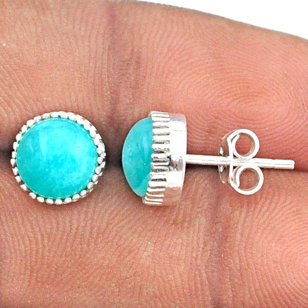 925 silver 5.96cts natural green peruvian amazonite stud earrings jewelry t92938