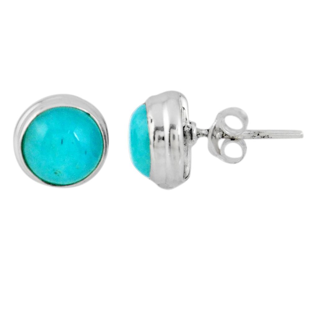 925 silver 5.51cts natural green peruvian amazonite stud earrings r56492