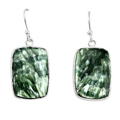 925 silver 17.05cts natural green seraphinite (russian) dangle earrings y77243