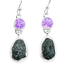 Clearance Sale- 925 silver 15.39cts natural green seraphinite in quartz amethyst earrings p16734