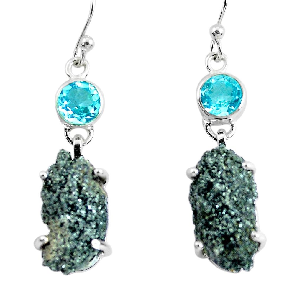925 silver 21.53cts natural green seraphinite in quartz dangle earrings p50396