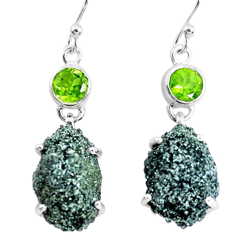 925 silver 22.57cts natural green seraphinite in quartz dangle earrings p50399