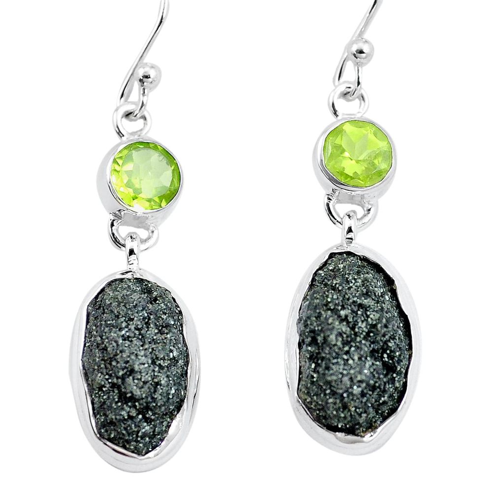 925 silver 19.48cts natural green seraphinite in quartz peridot earrings p16733