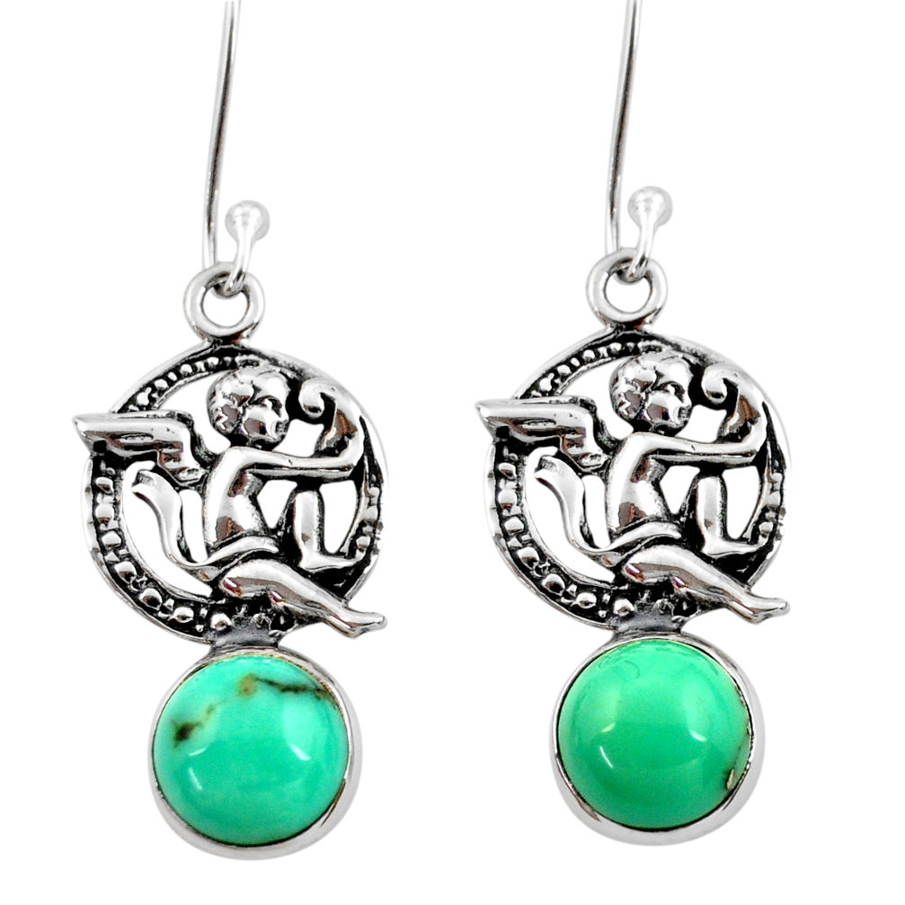 ts natural green turquoise tibetan angel earrings jewelry d40523