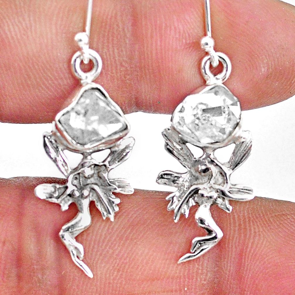925 silver 8.56cts natural herkimer diamond angel wings fairy earrings r61577
