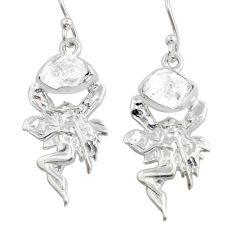 925 silver 5.76cts natural herkimer diamond angel wings fairy earrings u87743