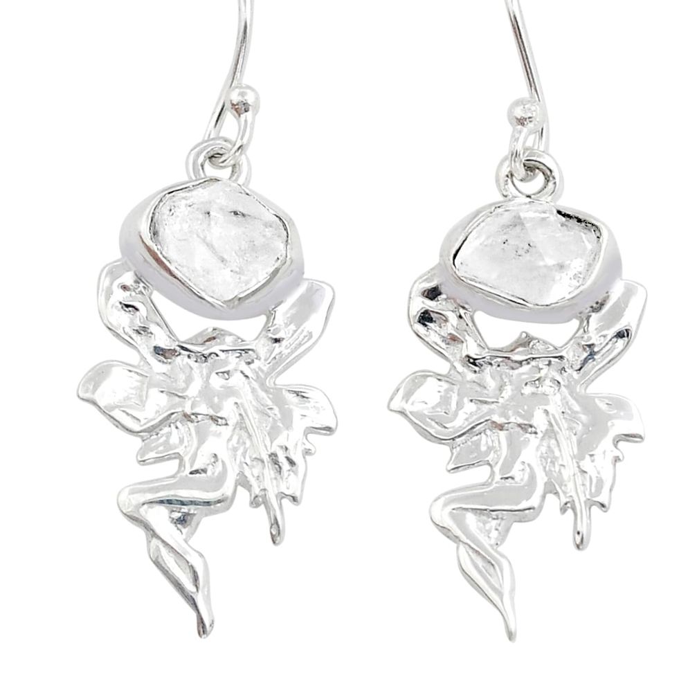 925 silver 5.21cts natural herkimer diamond angel wings fairy earrings u87754