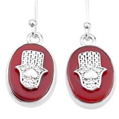 925 silver 11.38cts natural honey onyx hand of god hamsa coin enamel earrings jewelry u34700