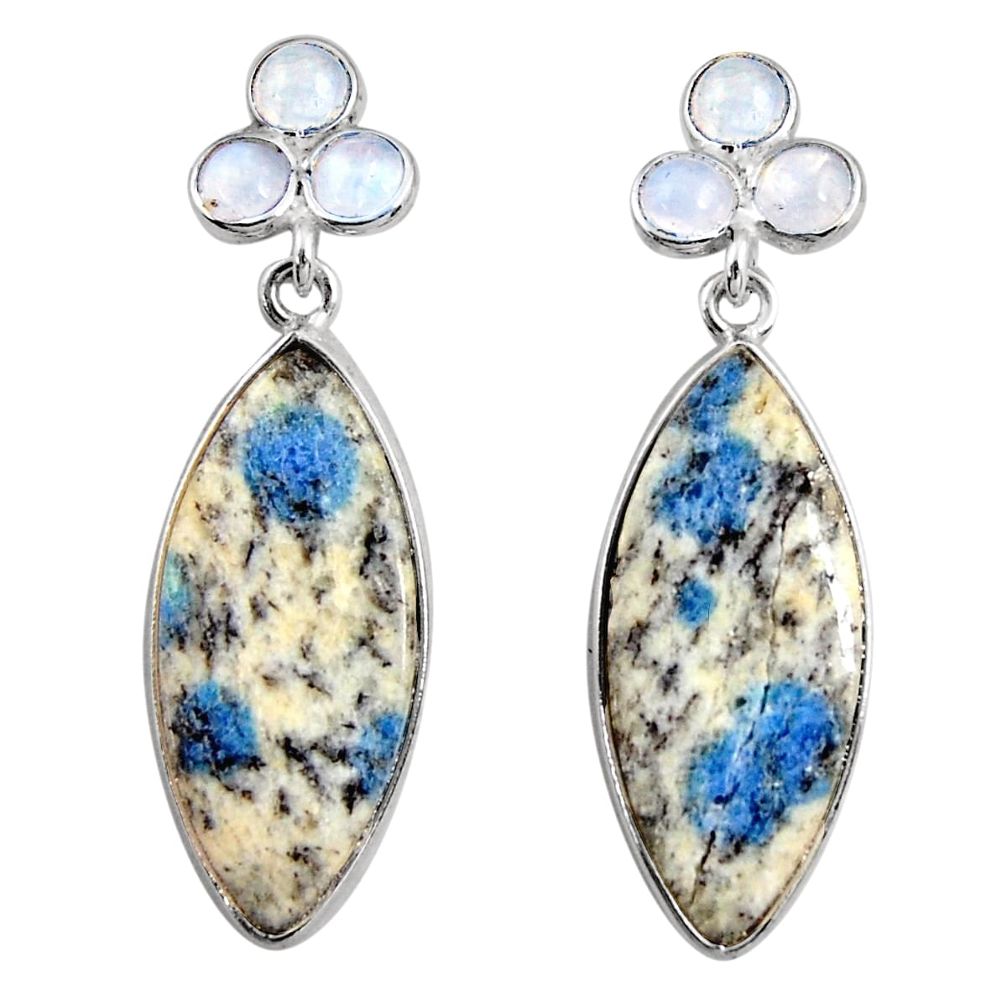 cts natural k2 blue (azurite in quartz) dangle earrings d39520