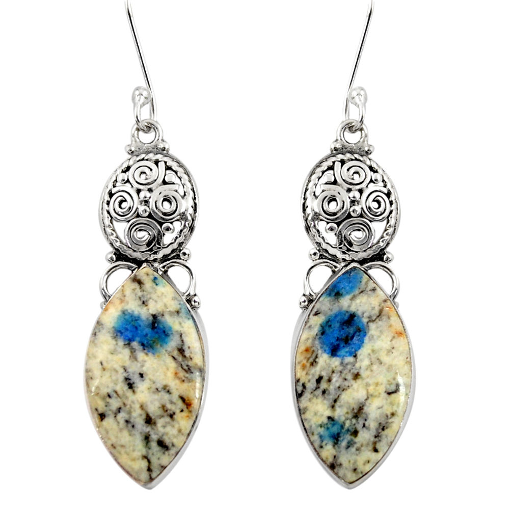 cts natural k2 blue (azurite in quartz) dangle earrings d39654