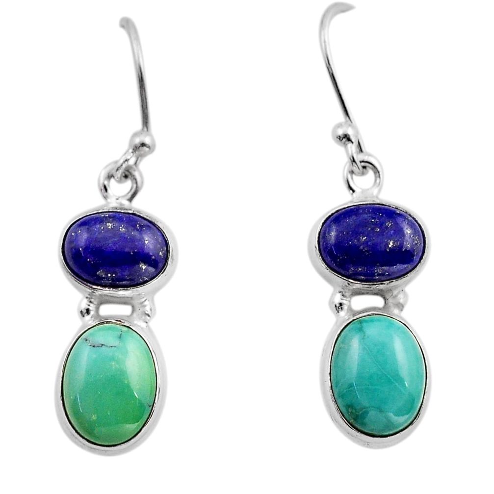 925 silver 6.86cts natural kingman turquoise lapis lazuli dangle earrings y96210