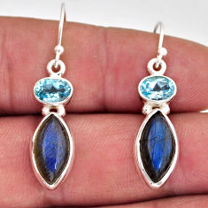 925 silver 11.62cts natural labradorite topaz dangle earrings jewelry y75543