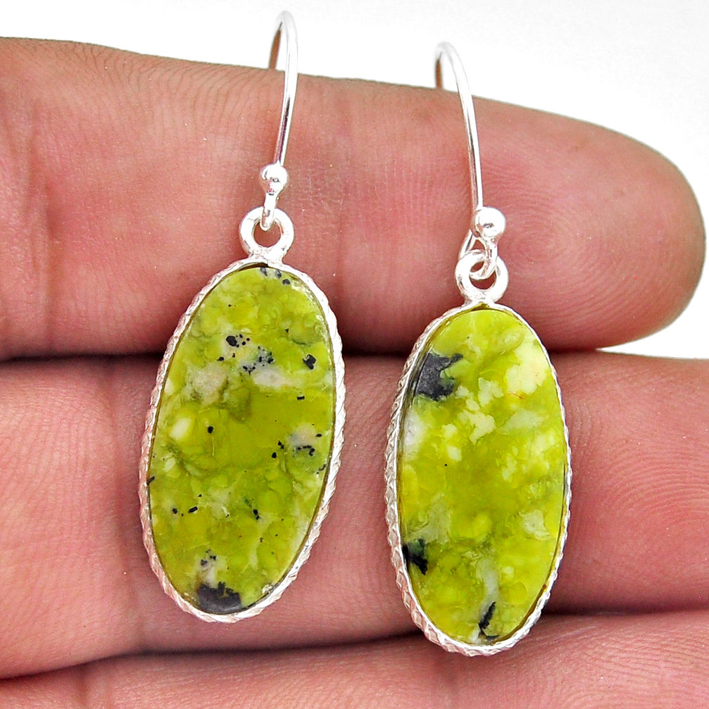 925 silver 11.77cts natural lizardite (meditation stone) dangle earrings n53639