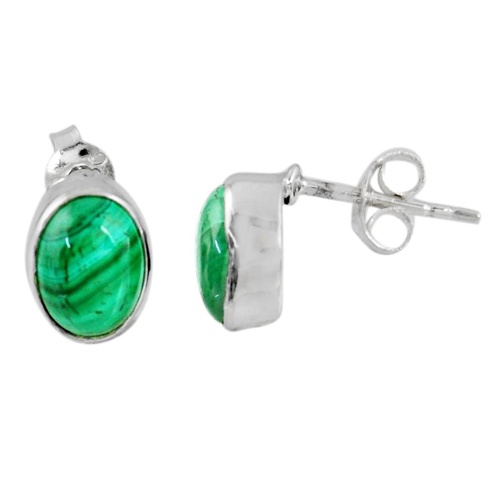 925 silver 3.86cts natural malachite (pilot's stone) round stud earrings r56407