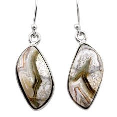 925 silver 12.70cts natural mexican laguna lace agate dangle earrings t60884