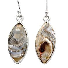 925 silver 12.07cts natural mexican laguna lace agate dangle earrings t60904