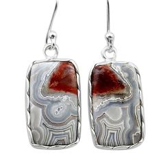 925 silver 11.40cts natural mexican laguna lace agate dangle earrings u40603