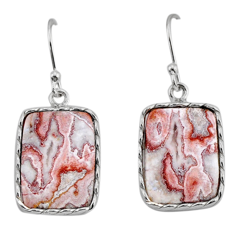 925 silver 12.54cts natural mexican laguna lace agate dangle earrings y72974