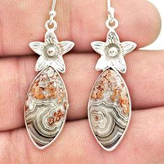 925 silver 12.17cts natural mexican laguna lace agate flower earrings u44680