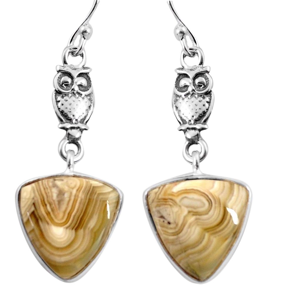 cts natural mexican laguna lace agate owl earrings p91869