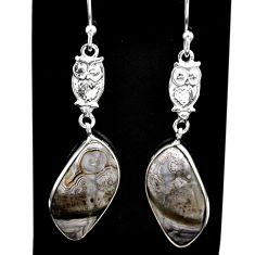 925 silver 11.73cts natural mexican laguna lace agate owl earrings t60829