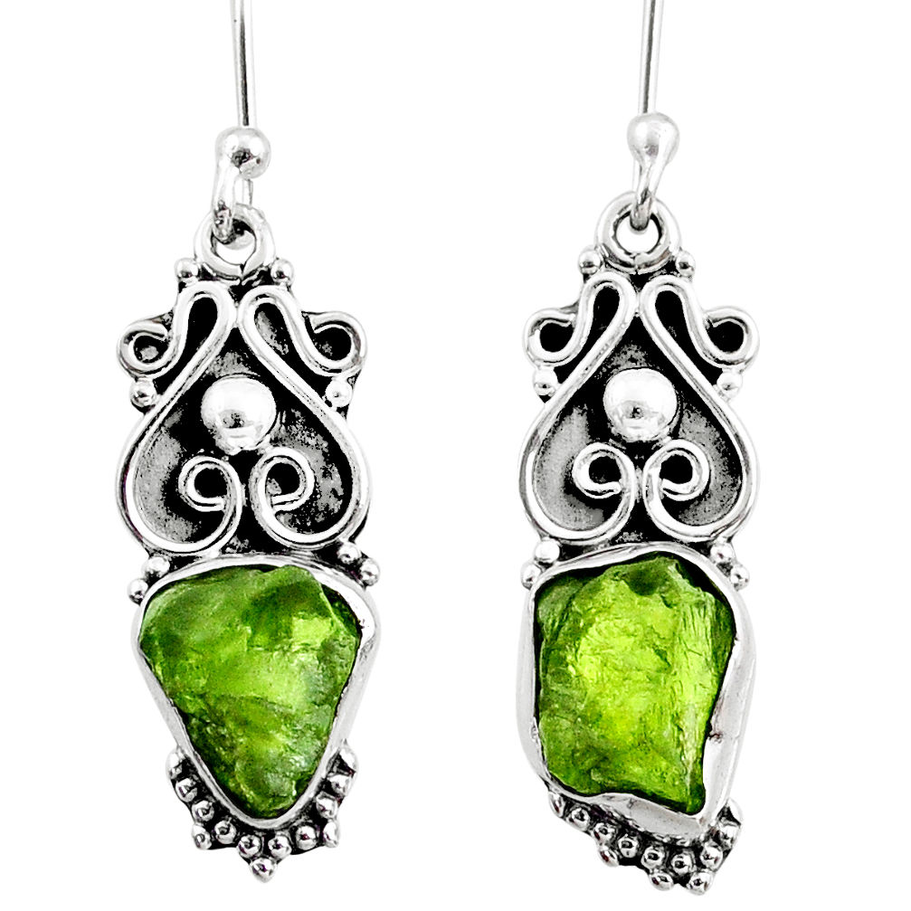 925 silver 8.49cts natural raw peridot crystal dangle earrings r65945