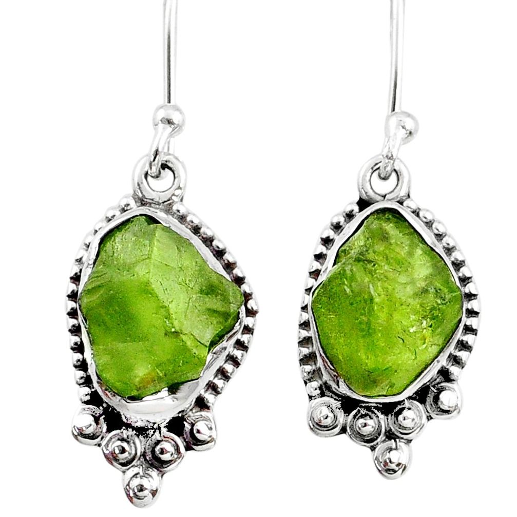 925 silver 7.71cts natural raw peridot crystal dangle earrings r65998