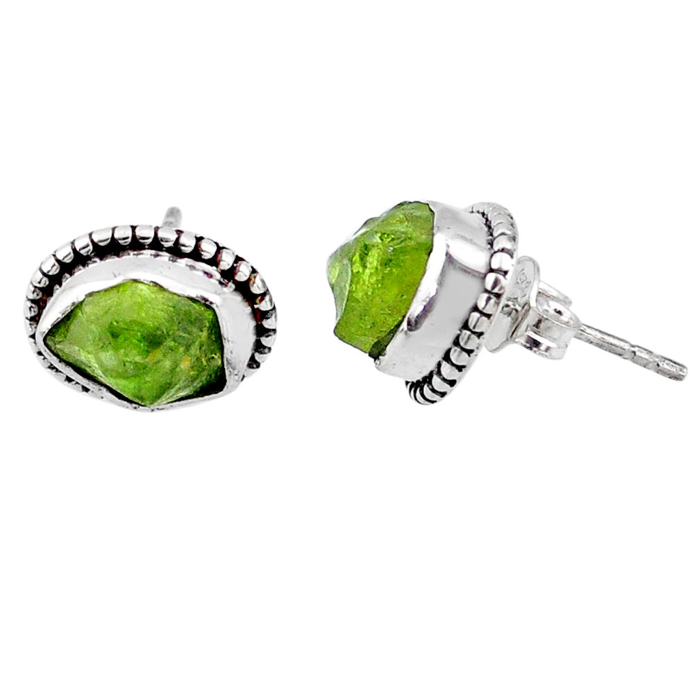 925 silver 8.12cts natural raw peridot crystal stud earrings r66016