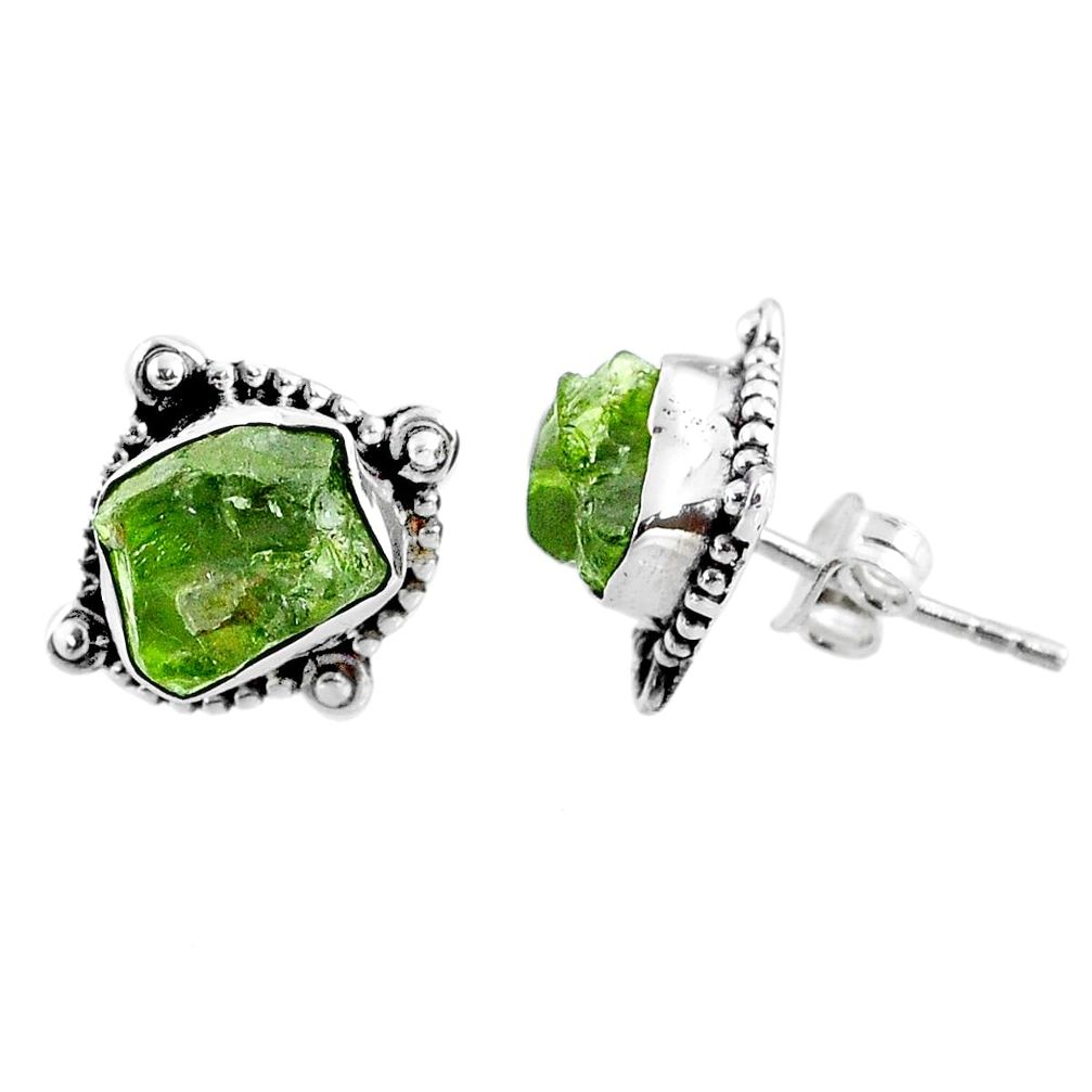 925 silver 8.12cts natural raw peridot crystal stud earrings r66030