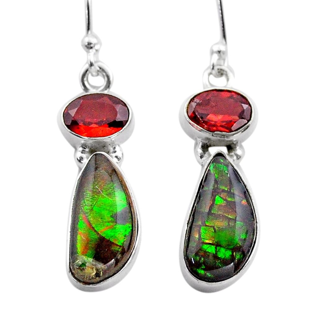 925 silver 8.73cts natural multi color ammolite (canadian) earrings t45294
