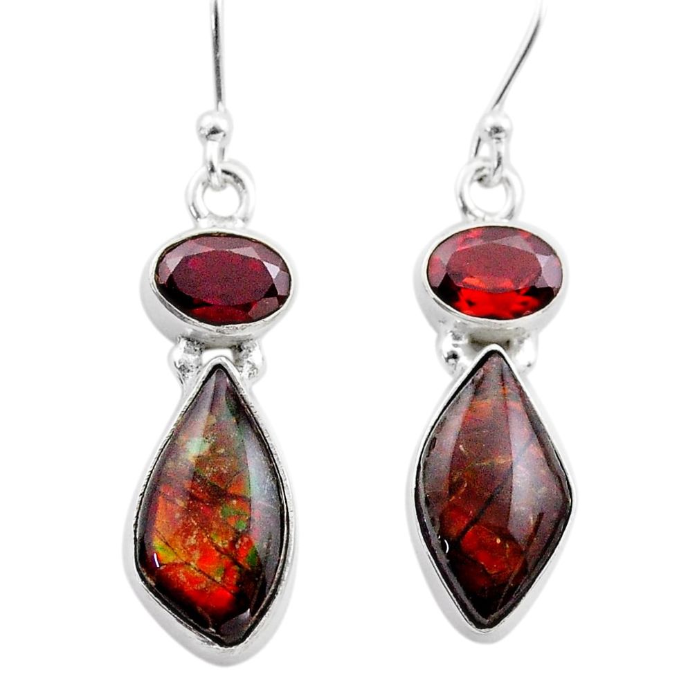 925 silver 9.12cts natural multi color ammolite (canadian) earrings t45298