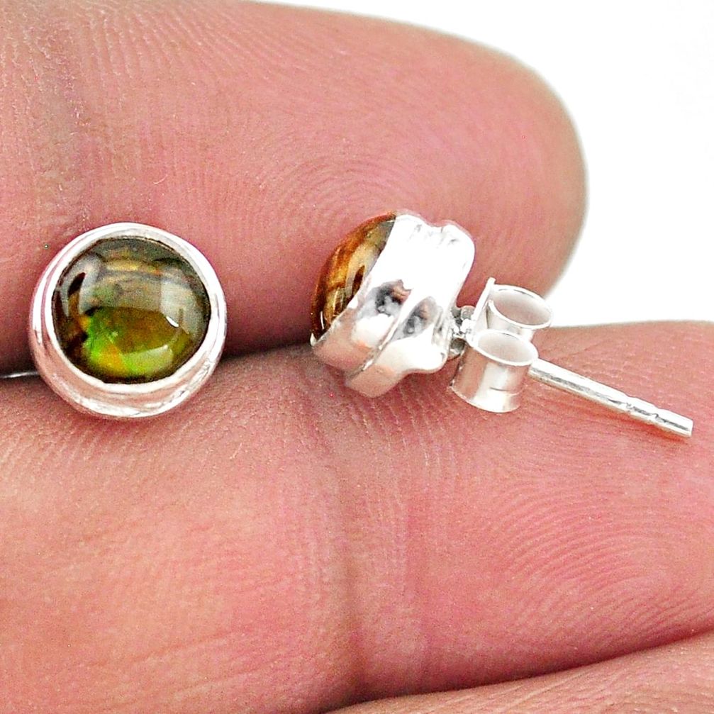 925 silver 4.25cts natural multi color ammolite (canadian) stud earrings t19438