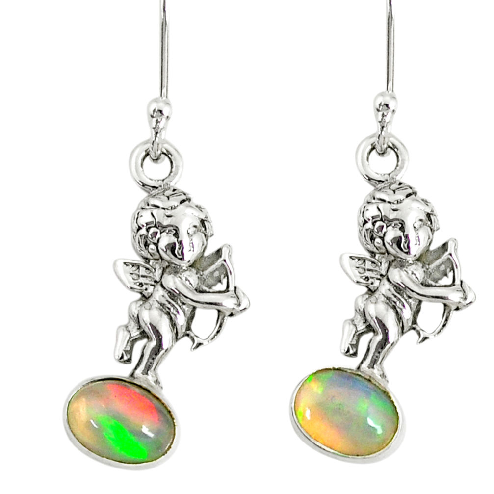 925 silver 2.98cts natural multi color ethiopian opal angel earrings r76707