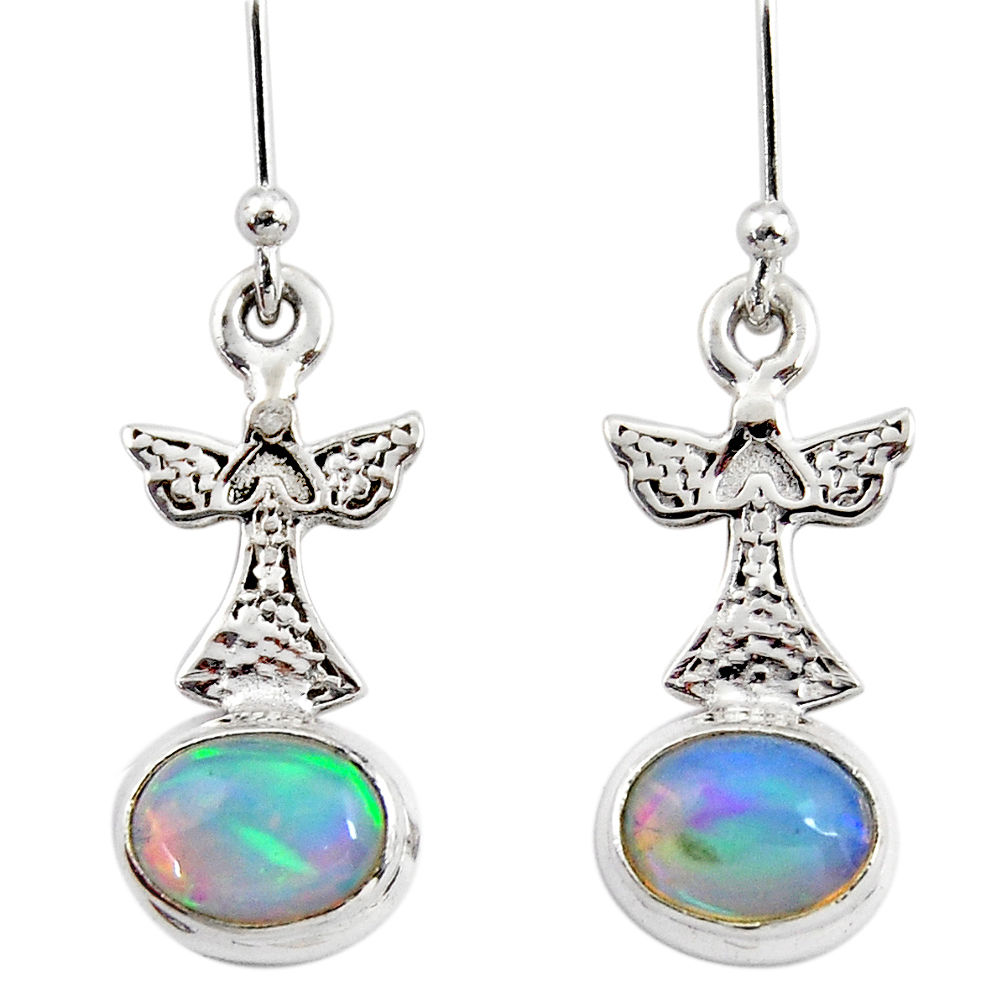 925 silver 4.05cts natural multi color ethiopian opal birds earrings r47479