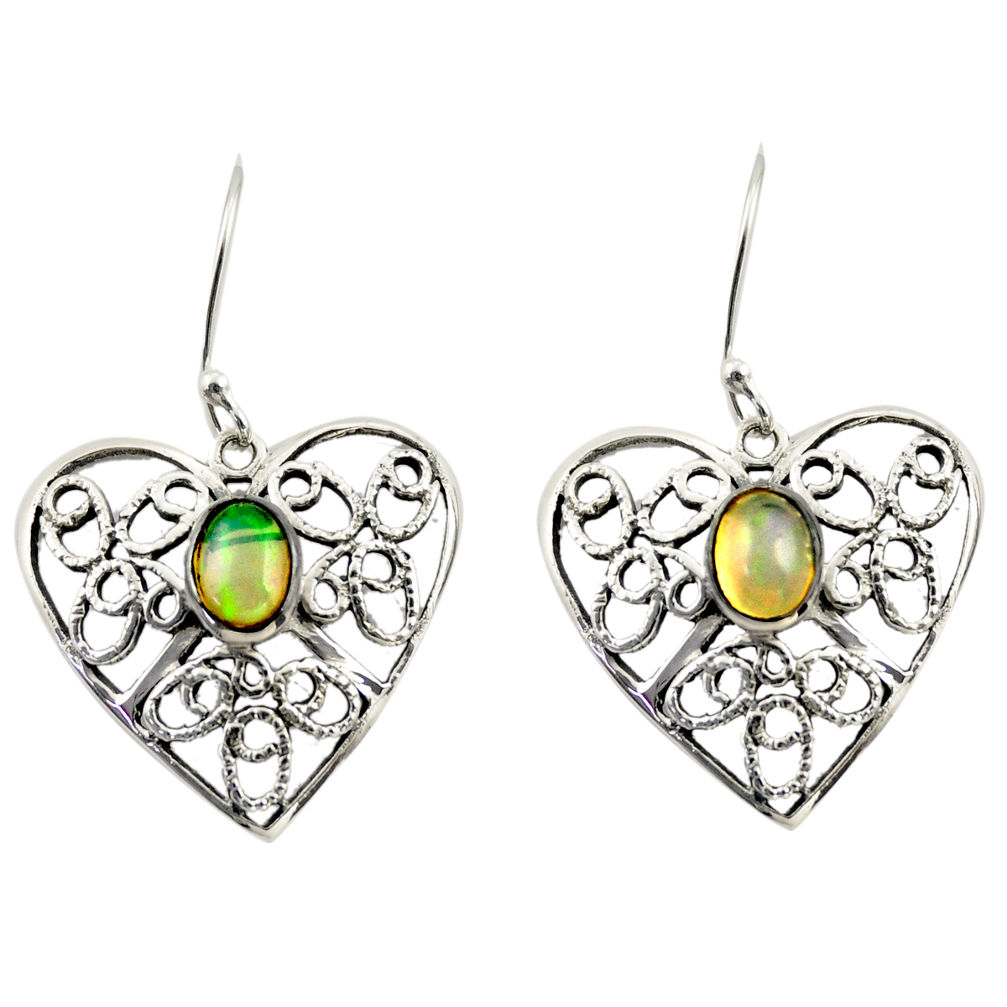 925 silver 3.17cts natural multi color ethiopian opal dangle earrings d47552