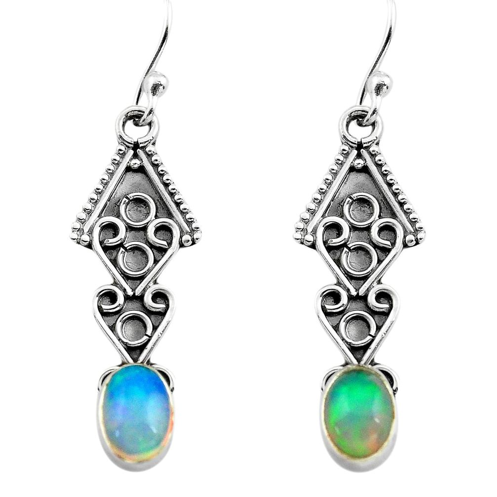 925 silver 2.71cts natural multi color ethiopian opal dangle earrings p80884