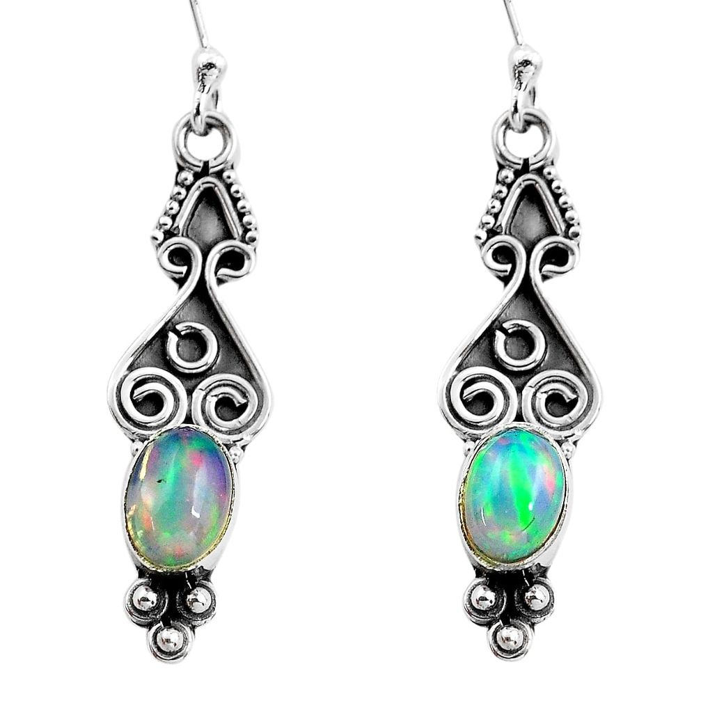 925 silver 2.82cts natural multi color ethiopian opal dangle earrings p87604