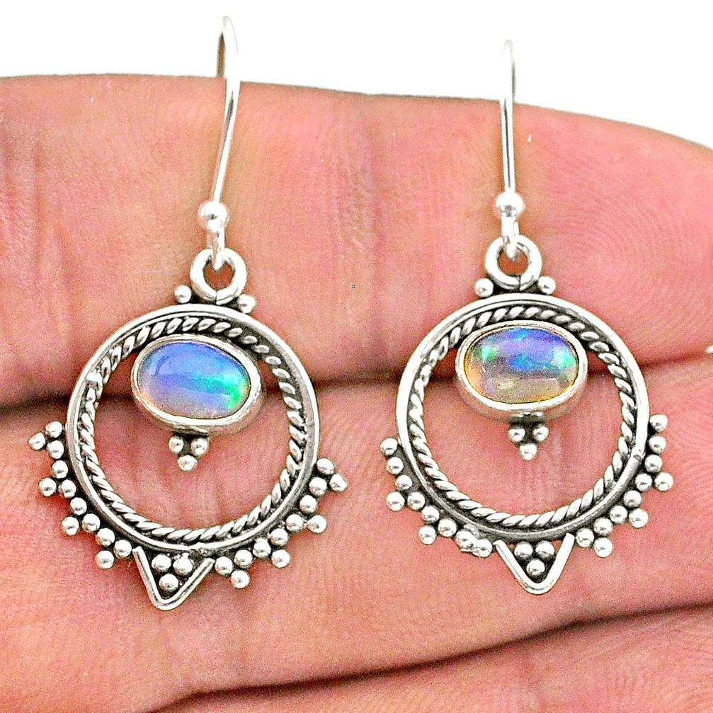 925 silver 2.09cts natural multi color ethiopian opal dangle earrings t28170