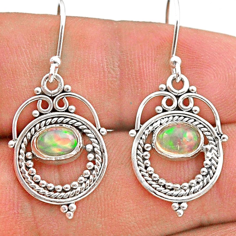 925 silver 2.78cts natural multi color ethiopian opal dangle earrings t28264